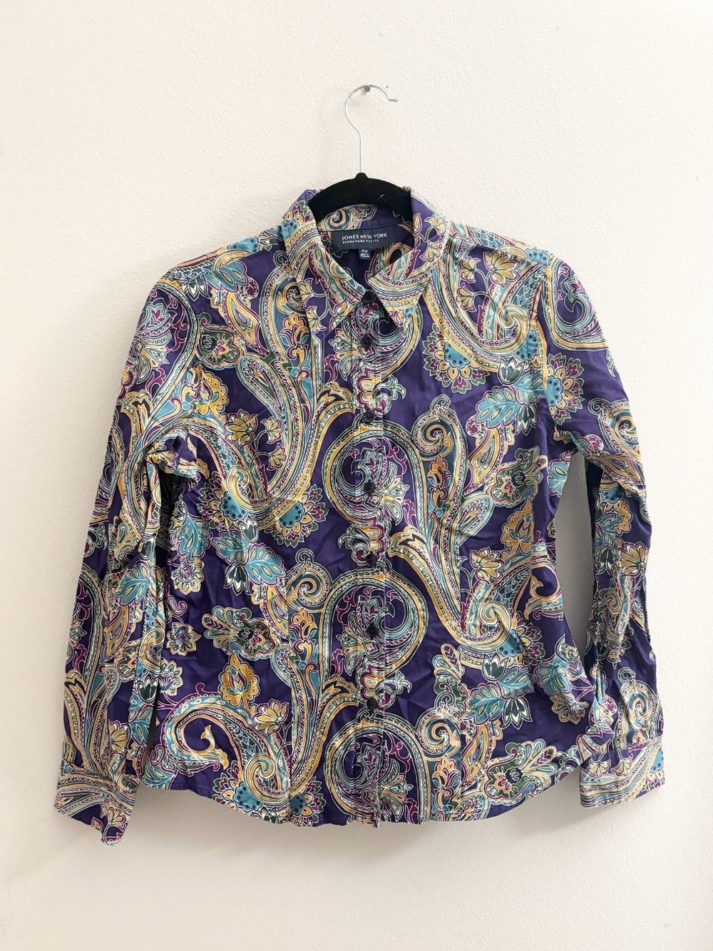 5/$15 🩷 MUST BUNDLE Jones New York Purple Paisley Button-Down Shirt